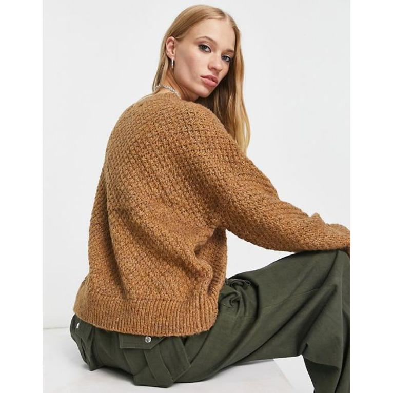 楽天スーパーポイント オンリー レディース ニット・セーター アウター Only chunky textured knit sweater in camel