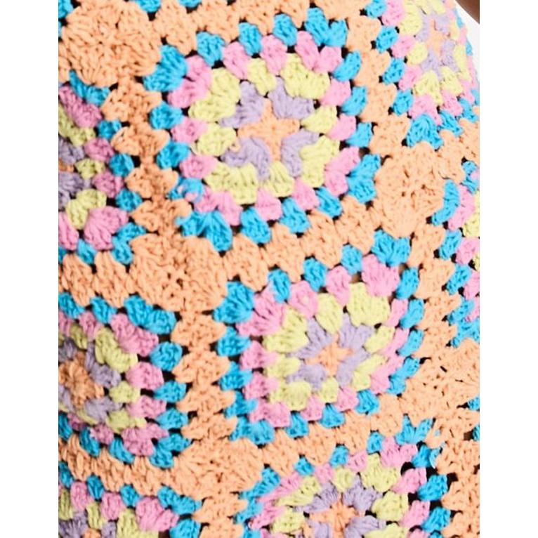オンラインストア通販店 ミスセルフフリッジ レディース ワンピース トップス Miss Selfridge festival crochet knit mini dress in multi