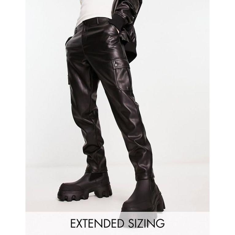 エイソス メンズ ボトムス カジュアルパンツ カーゴパンツ ASOS DESIGN cargo pants in leather look