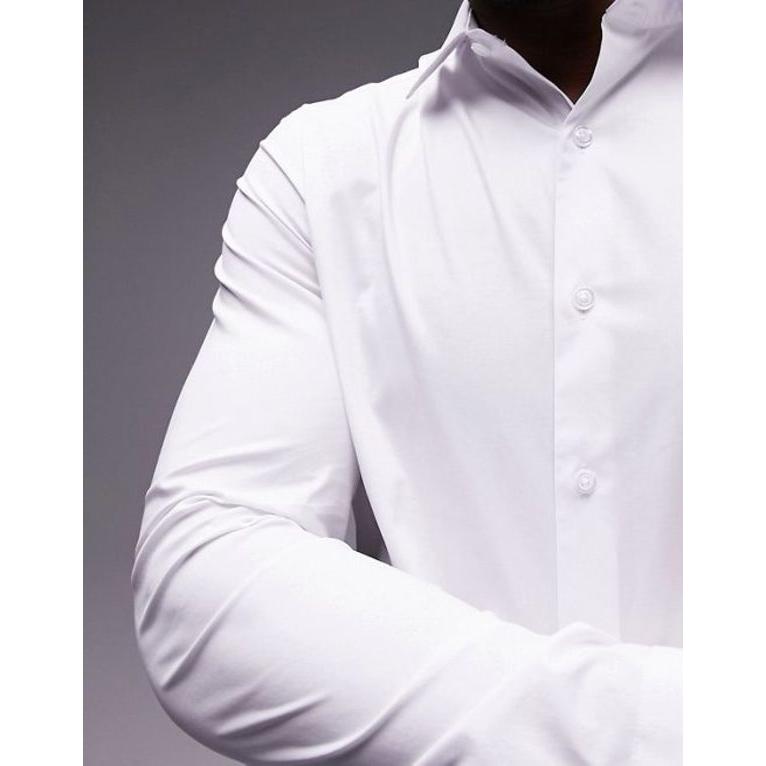 トップマン メンズ シャツ トップス Topman long sleeve stretch shirt in white｜revida2｜03