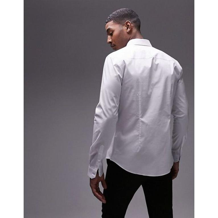 トップマン メンズ シャツ トップス Topman long sleeve stretch shirt in white｜revida2｜04