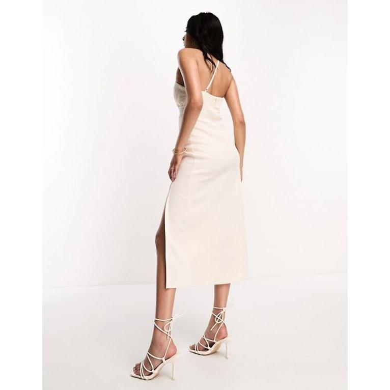 アウトレットの通販激安 エイソス レディース ワンピース トップス ASOS DESIGN asymmetric ruched bust soft a-line midi dress in ivory blush