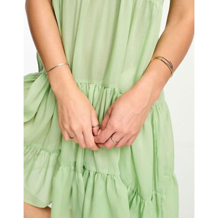 限定セール！ ベロモーダ レディース ワンピース トップス Vero Moda Tall shirred strappy beach mini dress in sage green