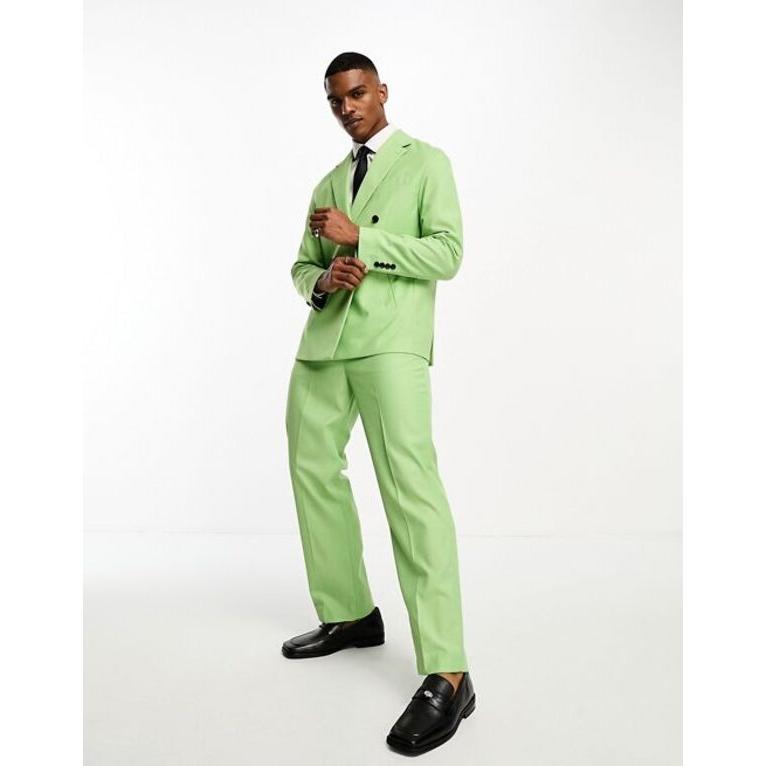 毎年即完売 デビルズ アドボケート メンズ ジャケット・ブルゾン アウター Devil´s Advocate green oversized double breasted notch lapel suit jacket