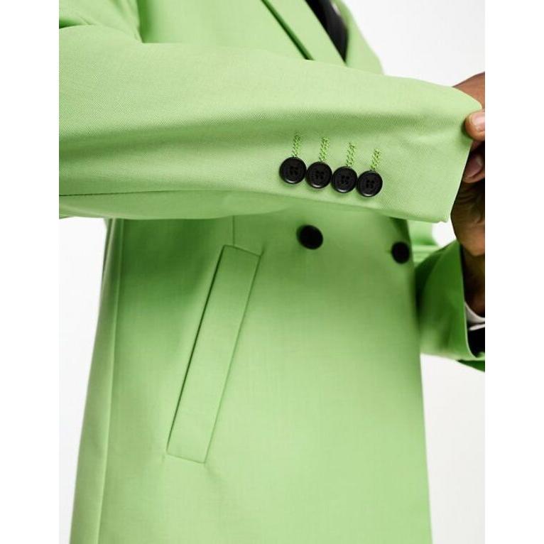 毎年即完売 デビルズ アドボケート メンズ ジャケット・ブルゾン アウター Devil´s Advocate green oversized double breasted notch lapel suit jacket