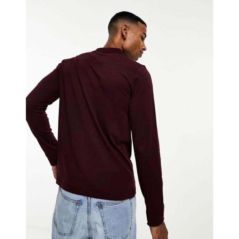 日本正規流通品 フレンチコネクション メンズ ポロシャツ トップス French Connection long sleeve polo in Burgundy