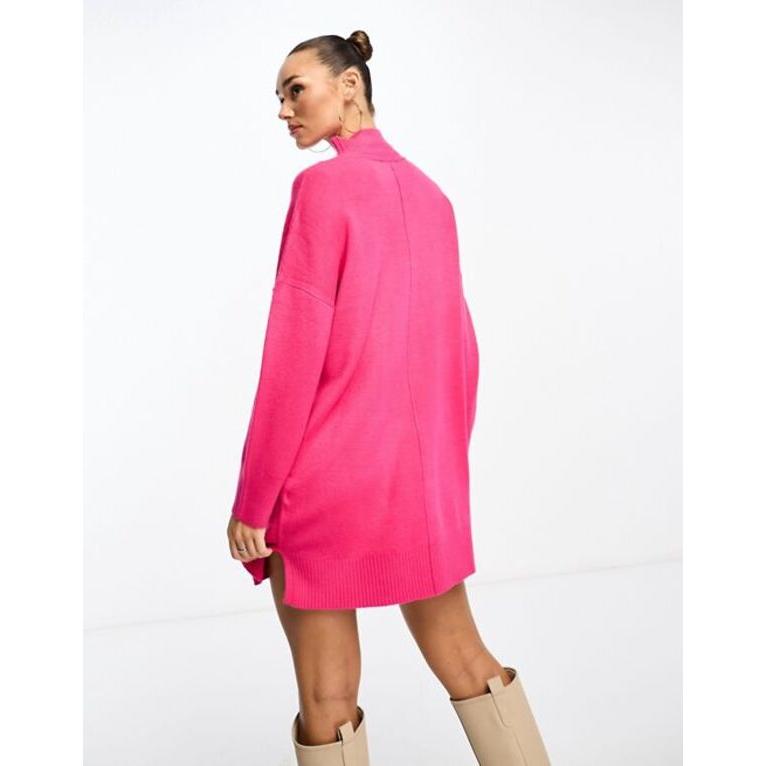 売筋 フレンチコネクション レディース ワンピース トップス French Connection front seam knit turtle neck dress in pink