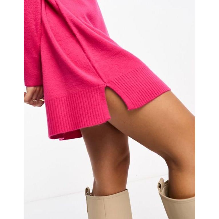 売筋 フレンチコネクション レディース ワンピース トップス French Connection front seam knit turtle neck dress in pink