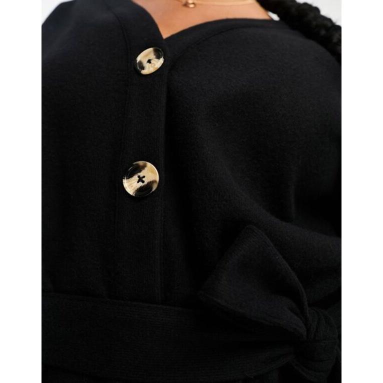 い出のひと時に、とびきりのおしゃれを！ エイソス レディース ワンピース トップス ASOS DESIGN curve super soft button up mini cardigan belted dress in black
