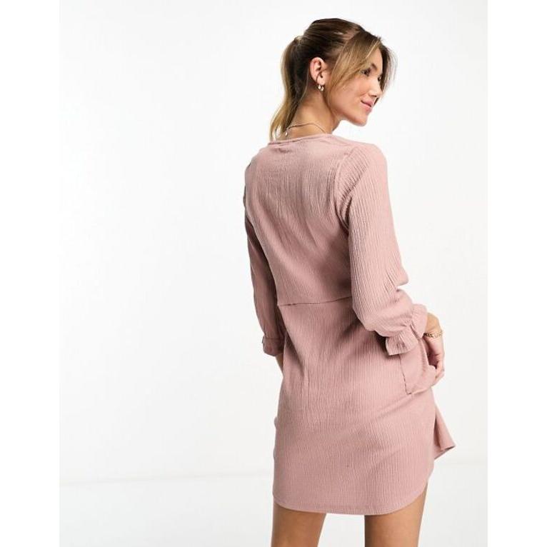 入荷予定商品 ジェイディーワイ レディース ワンピース トップス JDY v neck skater mini dress with cuffed sleeve detail in pink