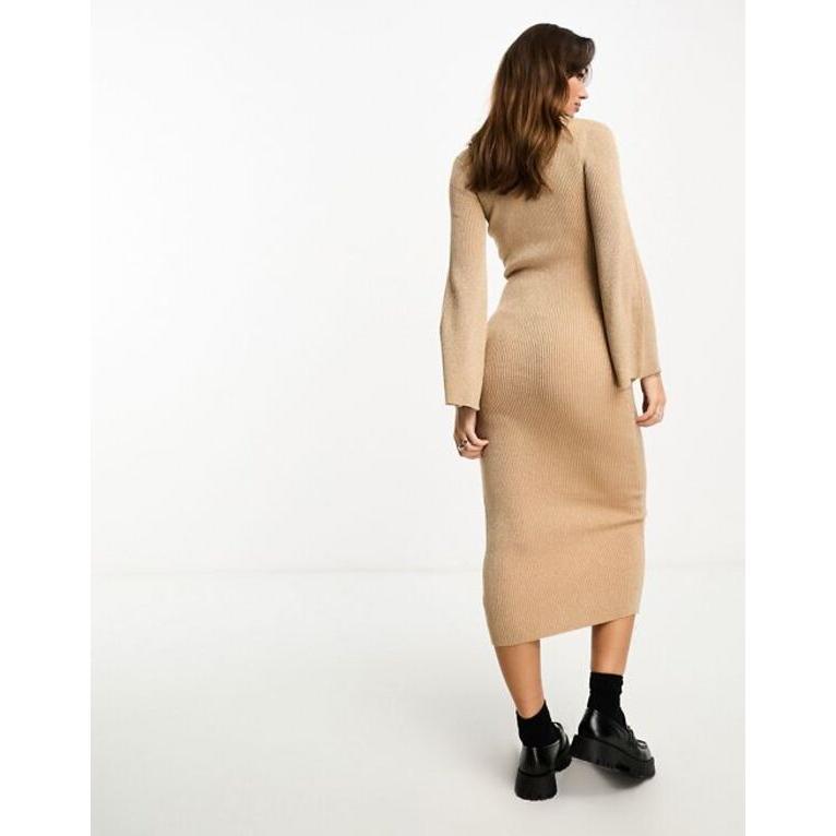 通常盤セット リバーアイランド レディース ワンピース トップス River Island metallic long sleeve midi dress in gold