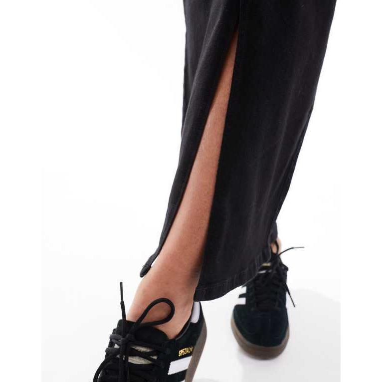 レディース スカート ボトムス Noisy May front slit denim maxi skirt in black 【Alexander】