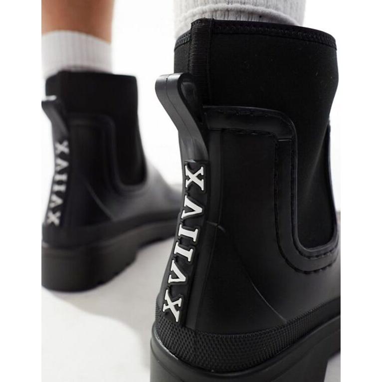 エイソス メンズ ブーツ・レインブーツ シューズ ASOS DESIGN ankle rubber boots in black pu with roman numeral detail｜revida2｜02