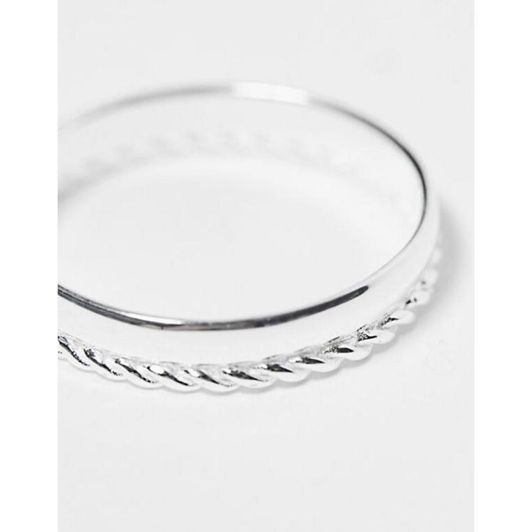 エイソス メンズ リング アクセサリー ASOS DESIGN sterling silver band ring with rope detail in silver｜revida2｜02