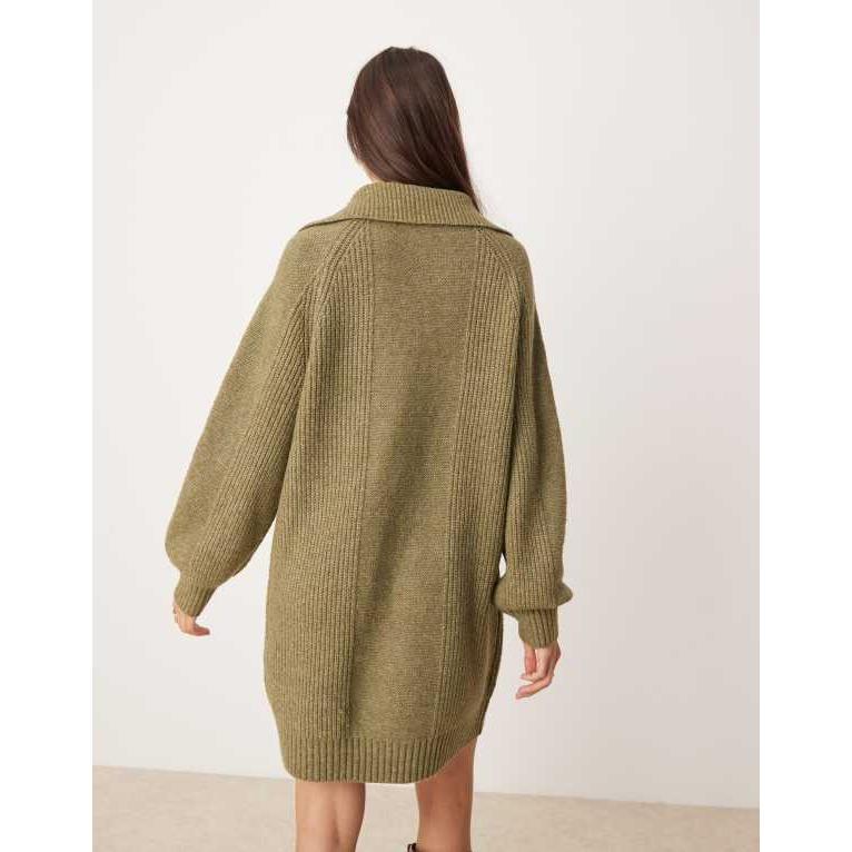 レディース ワンピース トップス Miss Selfridge zipper detail cable mini dress 【ヴェルサーチ】 in khaki