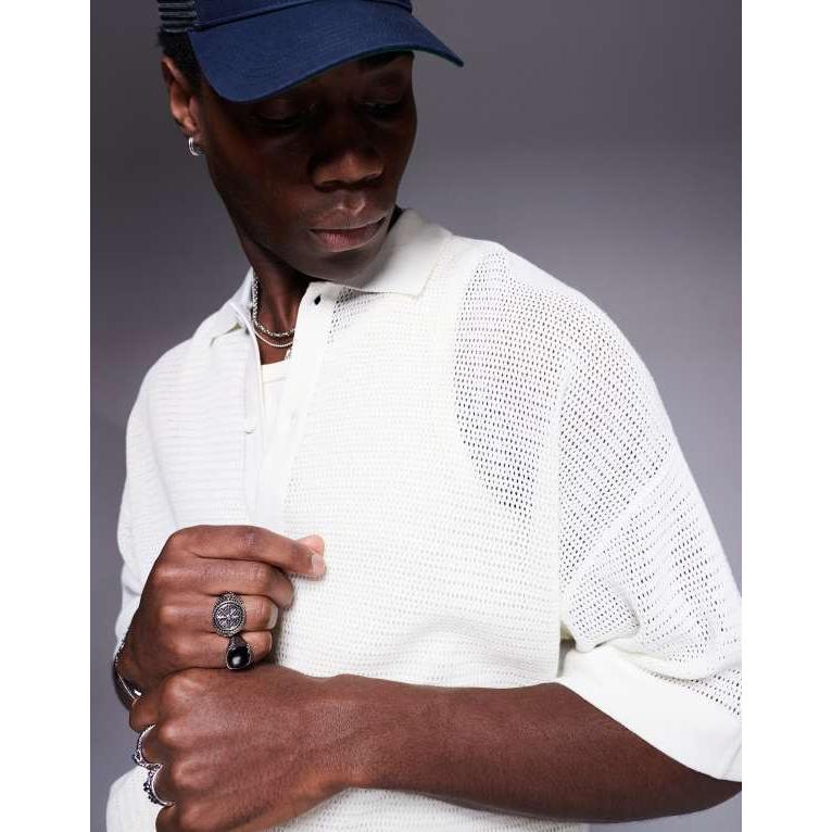 メンズ シャツ トップス ADPT crochet shirt in 【モーターシングルシリンダーボートエンジンエアリーシング】 white