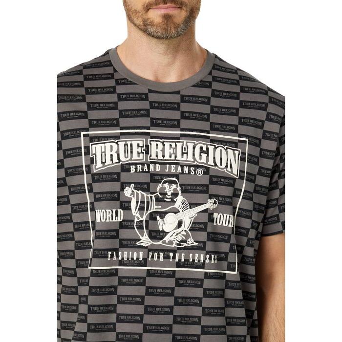 トゥルーレリジョン メンズ シャツ トップス Logo Print Check Short Sleeve Tee 約88cm