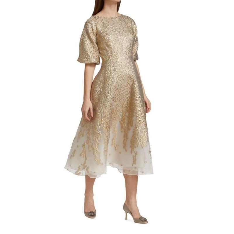 期間セール ！ テリジョンバイリッキーフリーマン レディース ワンピース トップス Metallic Jacquard A-Line Dress 【VQ1792043874】(64592円)