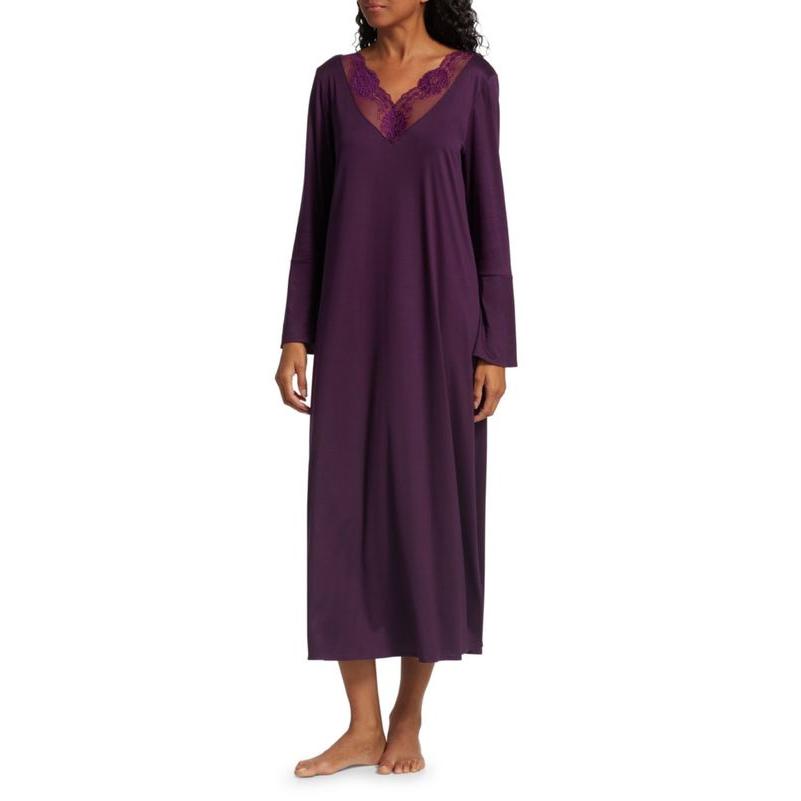 73％以上節約 ハンロ レディース ナイトウェア Long-Sleeve Lace アンダーウェア Nightgown 下着、靴下、部屋着 