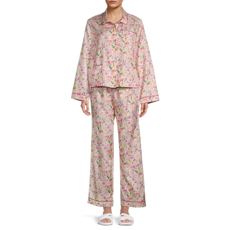 モーガンレーン レディース ナイトウェア アンダーウェア Ruthie Chantal Silk-Blend Two-Piece Pajama Set 下着、靴下、部屋着 モーガンレーン レディース ナイトウェア アンダーウェア Sleepwear