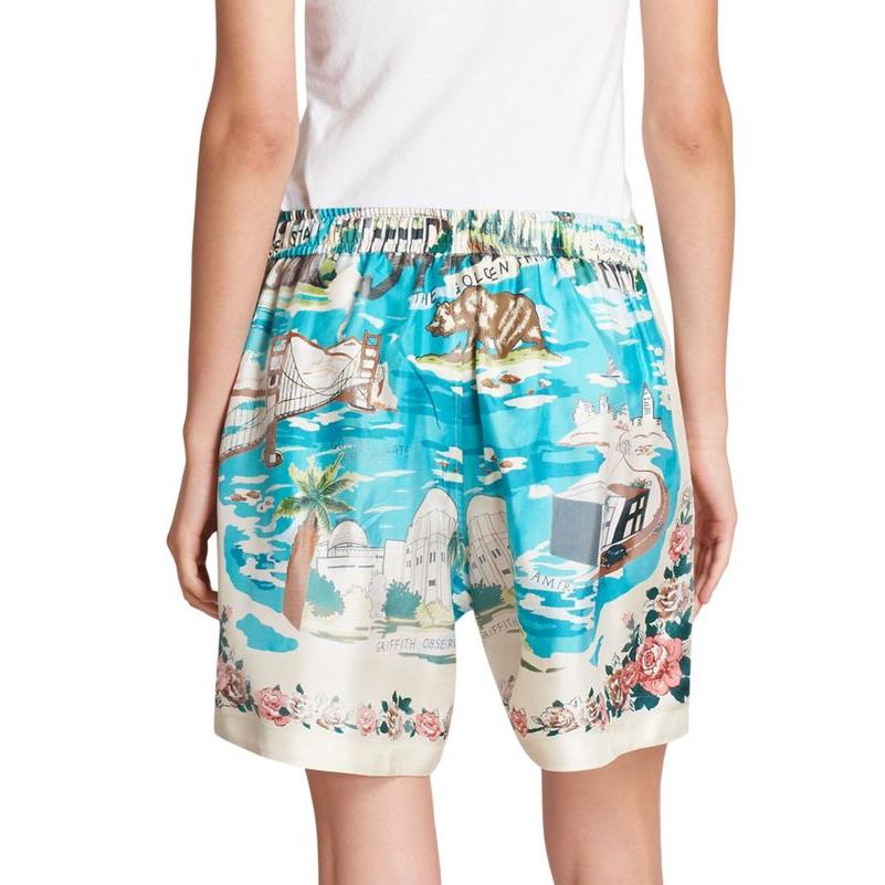 アミリ レディース ナイトウェア アンダーウェア California-Print Silk Hawaiian Pajama Shorts