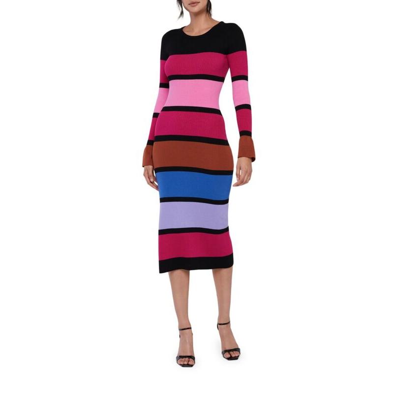 毎日特売 レイチェル・パーセル レディース ワンピース トップス Colorblocked Striped Midi-Dress