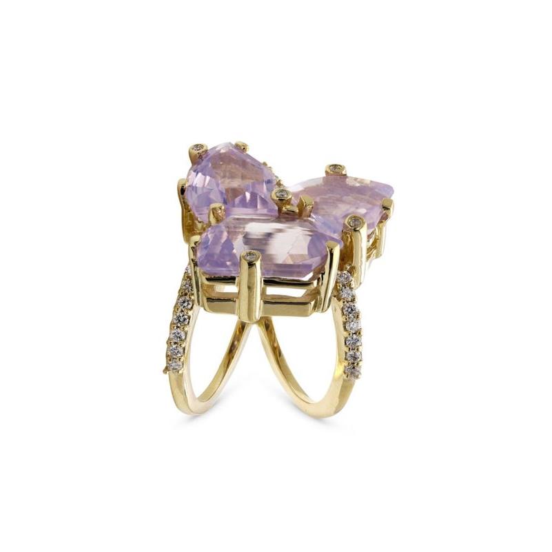 スティーブンデュエック レディース リング アクセサリー Luxury 18K Gold, Diamond & Lavender Moon Quartz Openwork Ring｜revida2｜02