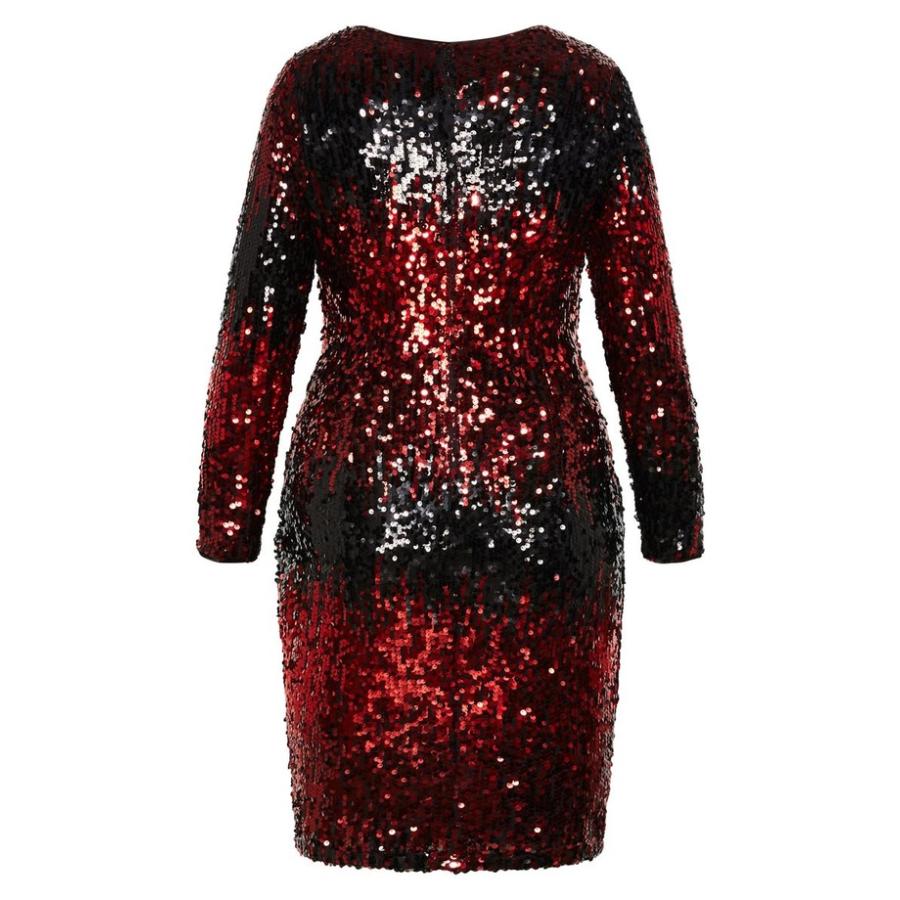 待望の再販！ シティーシック レディース ワンピース トップス Irresistible Sequin Long Sleeve Faux Wrap Dress