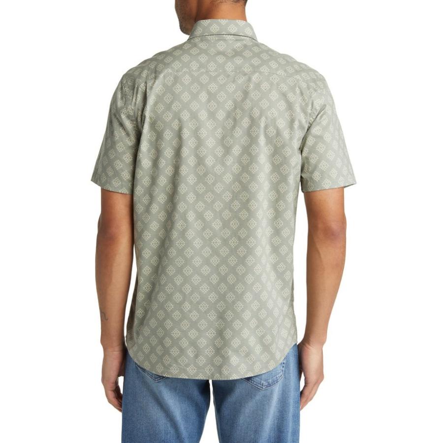 おすすめ ファレティ メンズ シャツ トップス x Doug Good Feather Playa Regular Fit Print Short Sleeve Button-Down Shirt