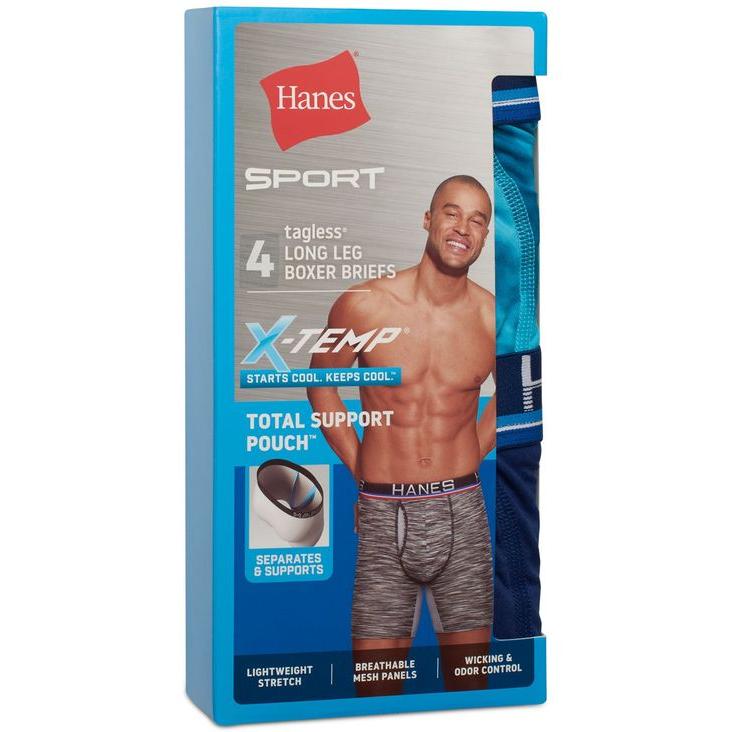 ヘインズ メンズ ボクサーパンツ アンダーウェア Men's 4-Pk. Ultimate Sport with X-Temp Total Support Pouch Longer Leg Boxer Briefs｜revida2｜04