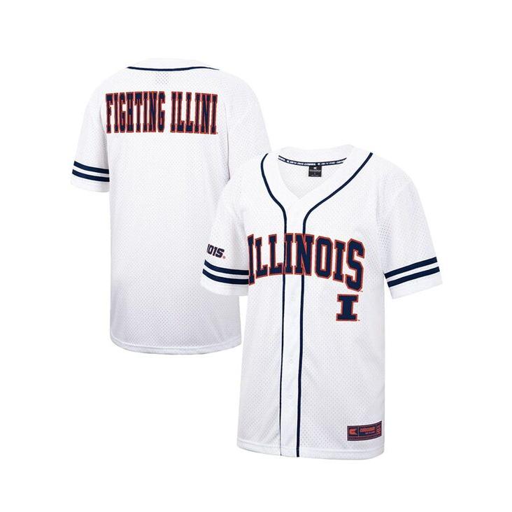 【特価】 コロシアム メンズ シャツ トップス Men´s White and Navy Illinois Fighting Illini Free Spirited Baseball Jersey
