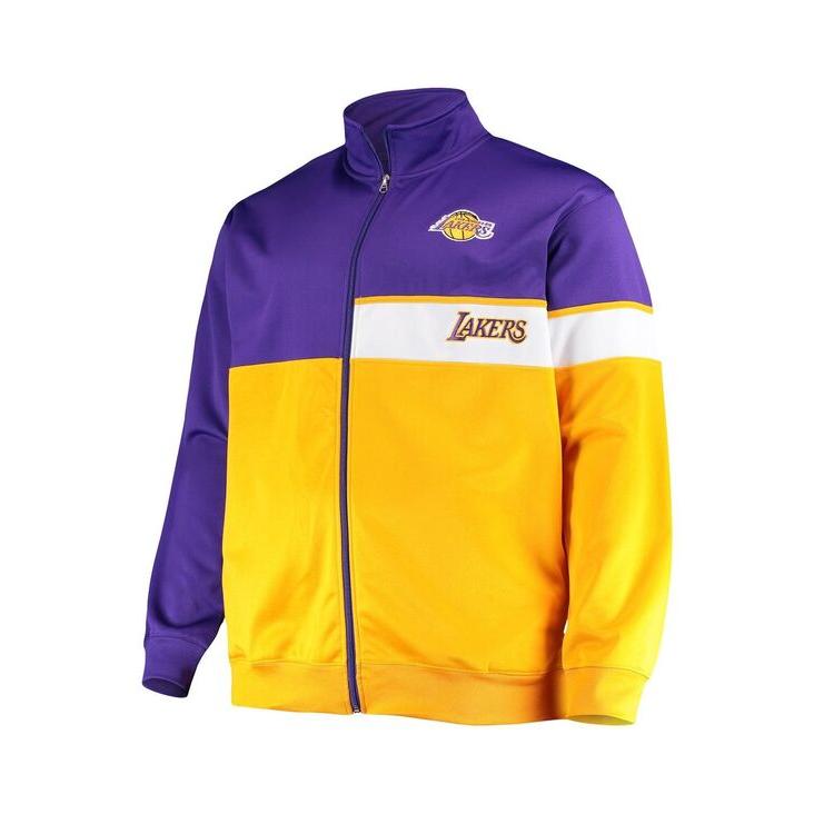 通販新品 プロファイル メンズ ジャケット・ブルゾン アウター Men´s Purple Gold Los Angeles Lakers Big and Tall Pieced Body Full-Zip Track Jacket