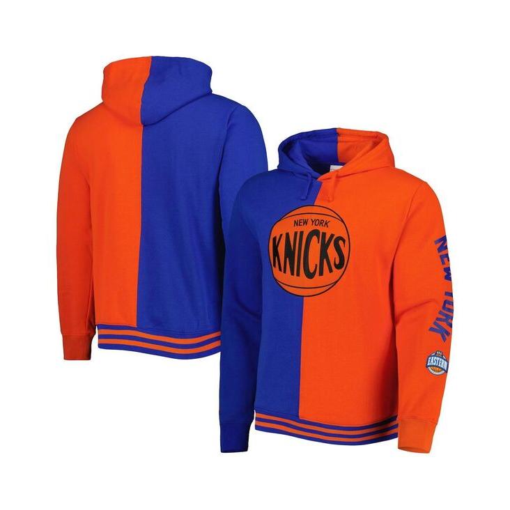 ミッチェル&ネス メンズ パーカー・スウェット アウター Men's Blue Orange New York Knicks Hardwood Classics Split Pullover Hoodie