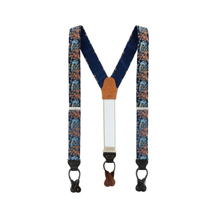 クリスマス特集2020 トラファルガー メンズ ベルト アクセサリー Birds of Prosperity Silk Button End Suspenders and Bow Tie Set