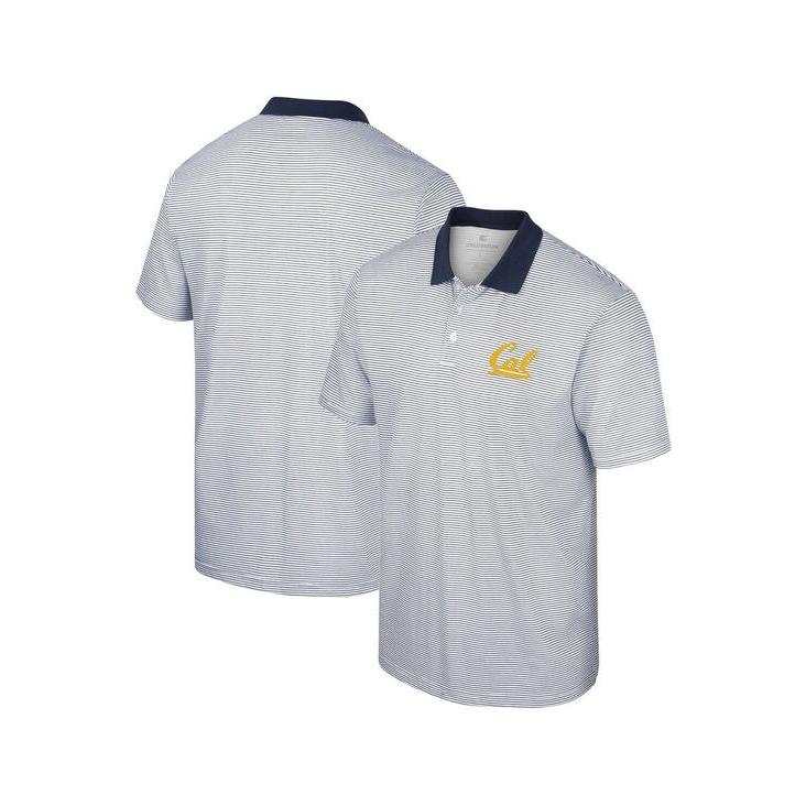 『Vampire コロシアム メンズ ポロシャツ トップス Men´s White Navy Cal Bears Print Stripe Polo Shirt