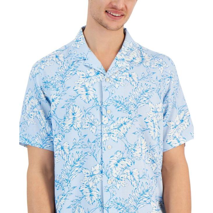 期間限定超特価 クラブルーム メンズ シャツ トップス Men´s Kell Regular-Fit Leaf-Print Button-Down Camp Shirt