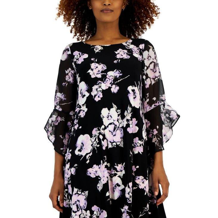 売り販促品 カスパール レディース ワンピース トップス Women´s Floral-Print Flutter-Sleeve Swing Dress