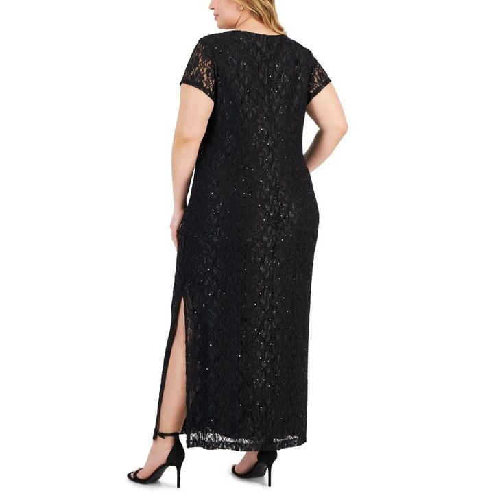 オンライン卸値 コネクテッド レディース ワンピース トップス Plus Size Sequin-Lace V-Wire Maxi Dress