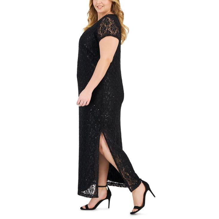 オンライン卸値 コネクテッド レディース ワンピース トップス Plus Size Sequin-Lace V-Wire Maxi Dress