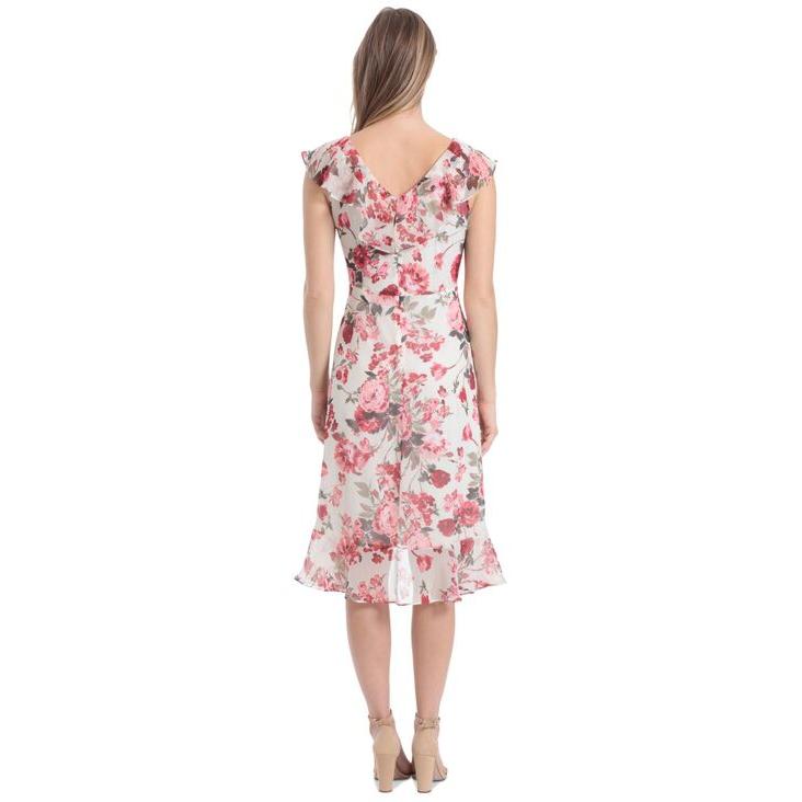 ファッションアイテムを ロンドンタイムス レディース ワンピース トップス Petite Floral Chiffon Faux-Wrap Dress