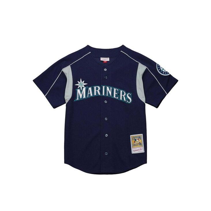 メンズ シャツ トップス Men's Ichiro Suzuki Navy Distressed Seattle Mariners Cooperstown Collection Batting 【atelier】 Practice Jersey
