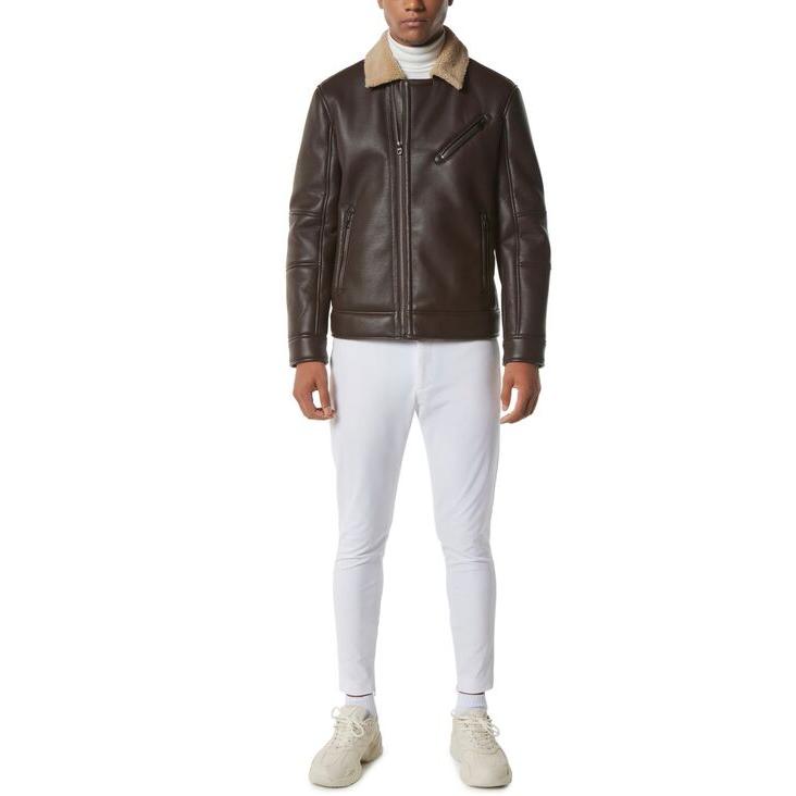 店内の商品は在庫 マークニューヨーク メンズ ジャケット・ブルゾン アウター Men´s Maxton Asymmetrical Moto Jacket with Faux-Shearling Collar