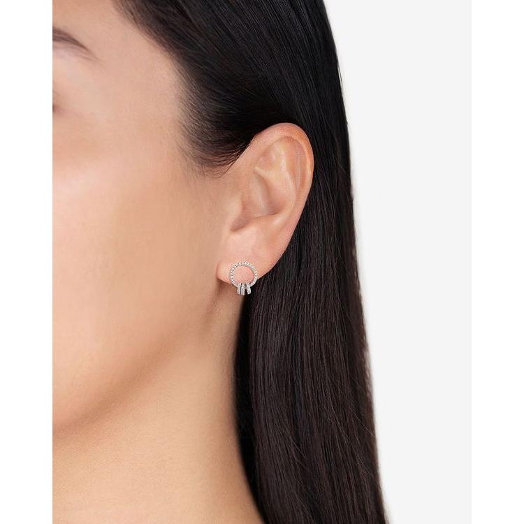 シャシ レディース ピアス・イヤリング アクセサリー Eternity Pave Ring Stud Earrings in Sterling Silver 