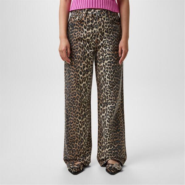 GANNI ガニー レディース デニムパンツ ボトムス Leopard-Print 