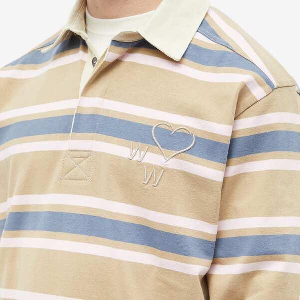 人気商品 ウッド ウッド メンズ シャツ トップス Wood Wood Brodie Striped Rugby Shirt