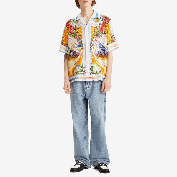 メンズ シャツ トップス Casablanca Silk Cuban Collar Short Sleeve Shirt 【ズボ】