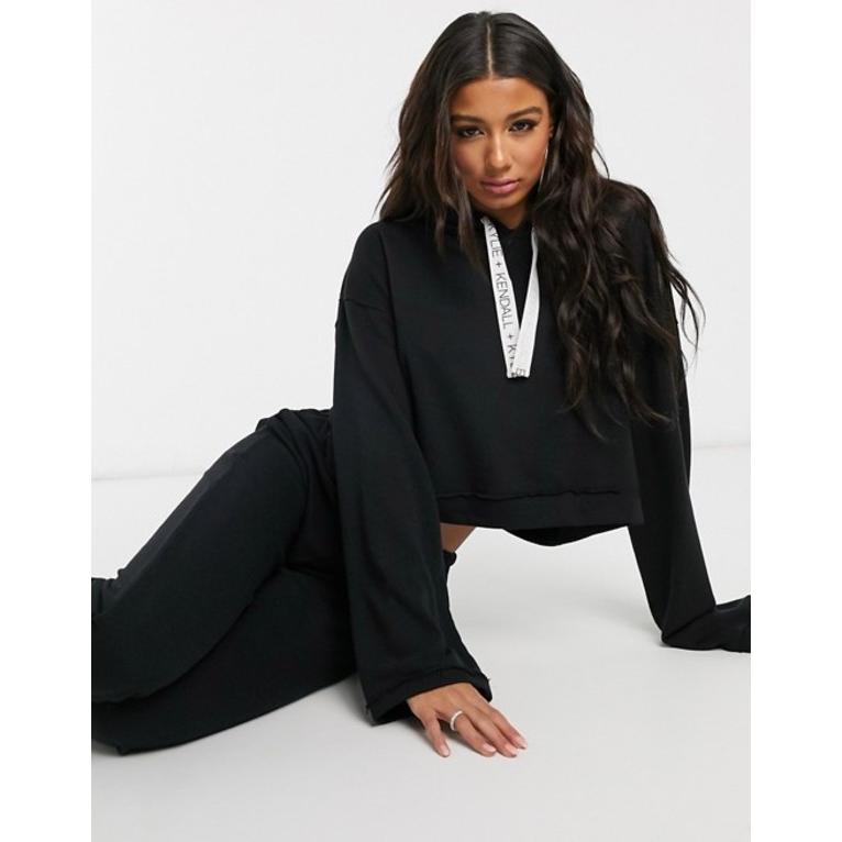 売れ筋 ケンデールアンドカイル レディース パーカー スウェット アウター Kendall Kylie Cropped Hoddie In Black 送料無料 Zoetalentsolutions Com