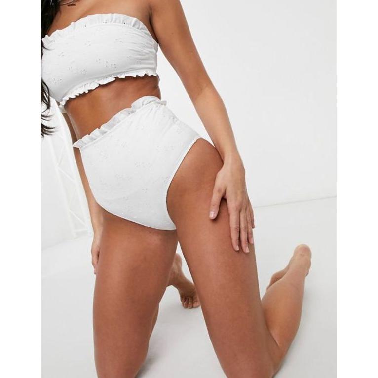 最も 特価 エイソス レディース ボトムスのみ 水着 ASOS DESIGN mix and match broderie high waist bikini bottom in white russian-women-blacklist.com russian-women-blacklist.com