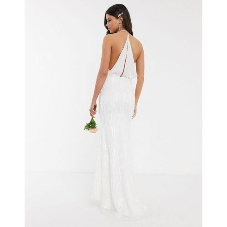 コンビニ受取対応商品 ジャーロ レディース ワンピース トップス Jarlo Bridal Fringe Sequin Maxi Dress In Ivory 上質で快適 Cepici Gouv Ci