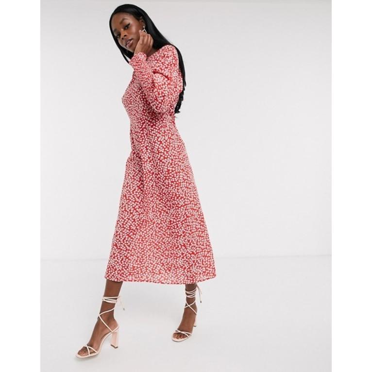 人気絶頂 ネバーフリードレスド レディース ワンピース トップス Never Fully Dressed Long Sleeve Midaxi Dress In Red Floral Print 史上最も激安 Www Perfectressusorder Com